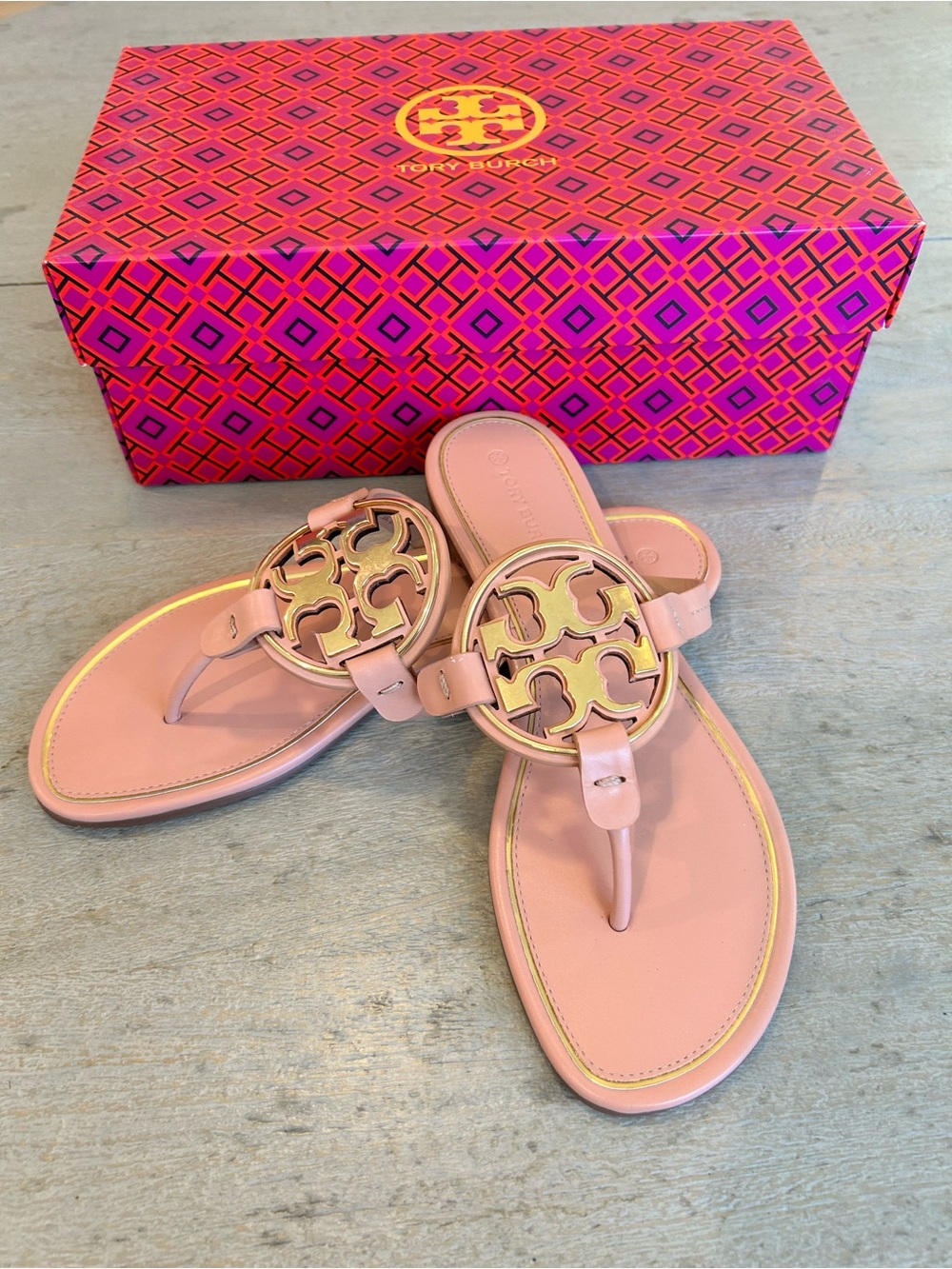 Tory Burch Pink Moon Metal Miller Sandal